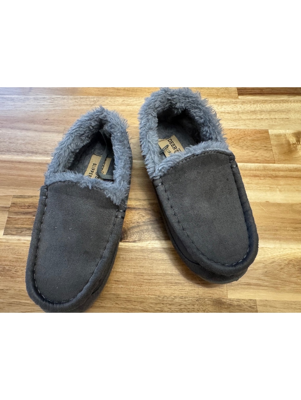 Deer Stags Boys Size 13 Faux Fur Lined Moccasin Shoes Indoor Outdoor hunting